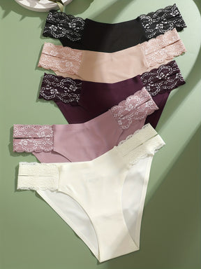 Seamless Lace Contrast Panties Set