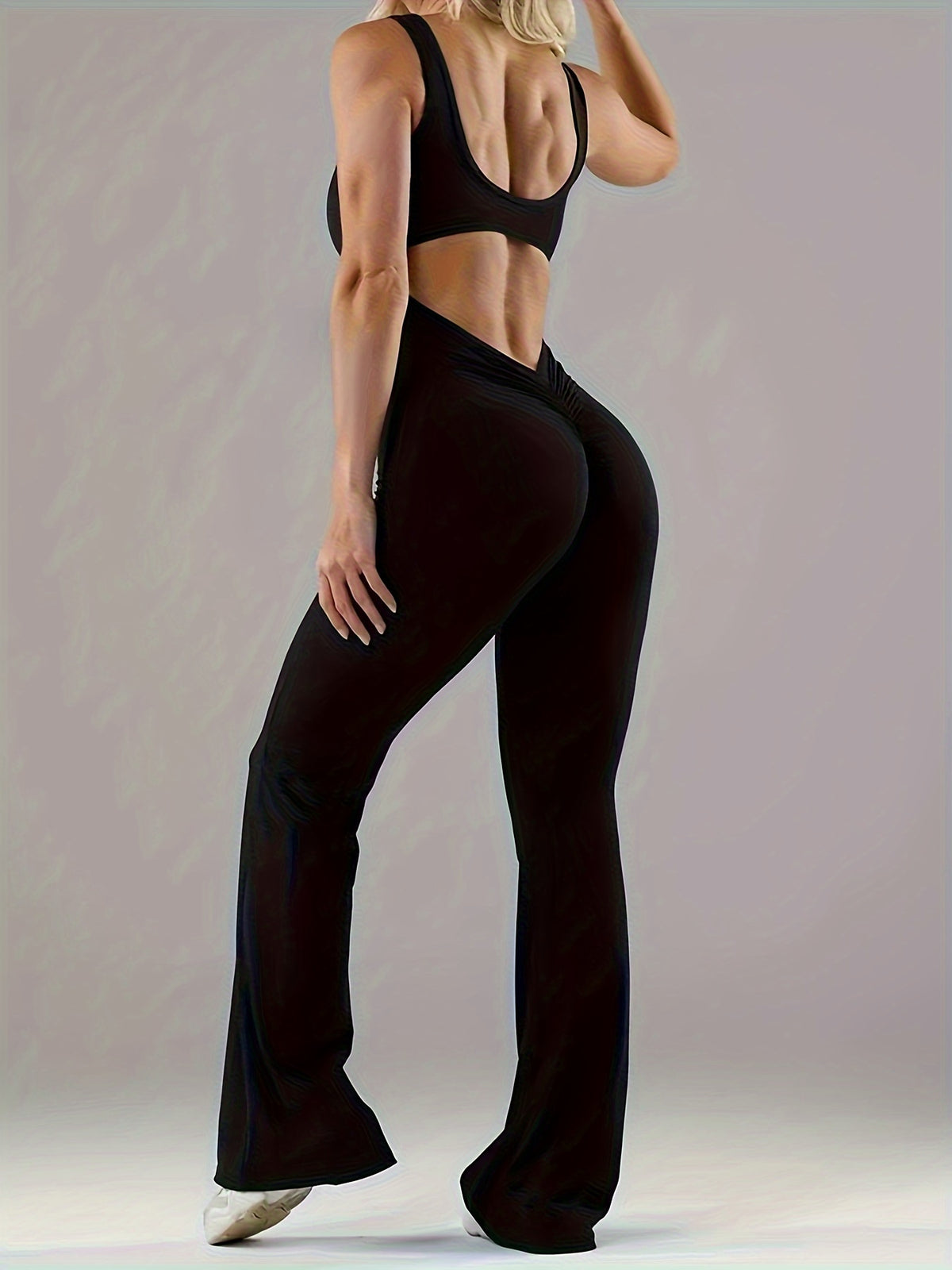 Solid Backless Tank Jumpsuit